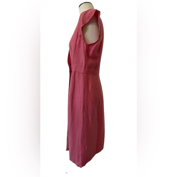 JCrew Lovely Linen Sleeveless V neck Pink Midi Dress 6 Tall - Picture 9 of 9